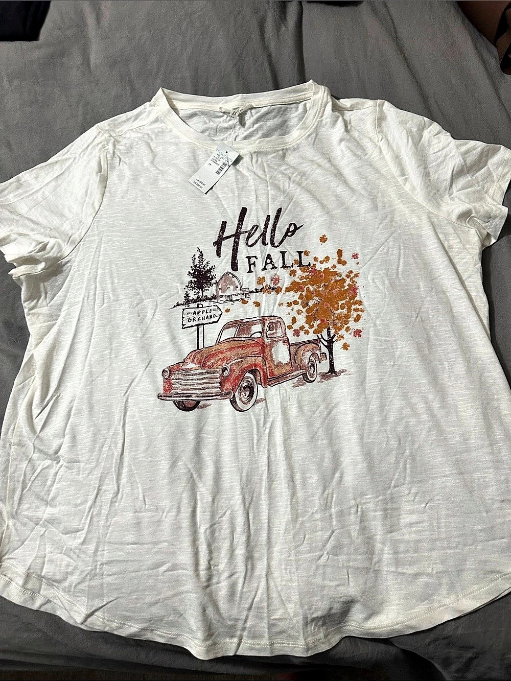 Maurices Hello Fall Graphic T-Shirt White & Brown 1X